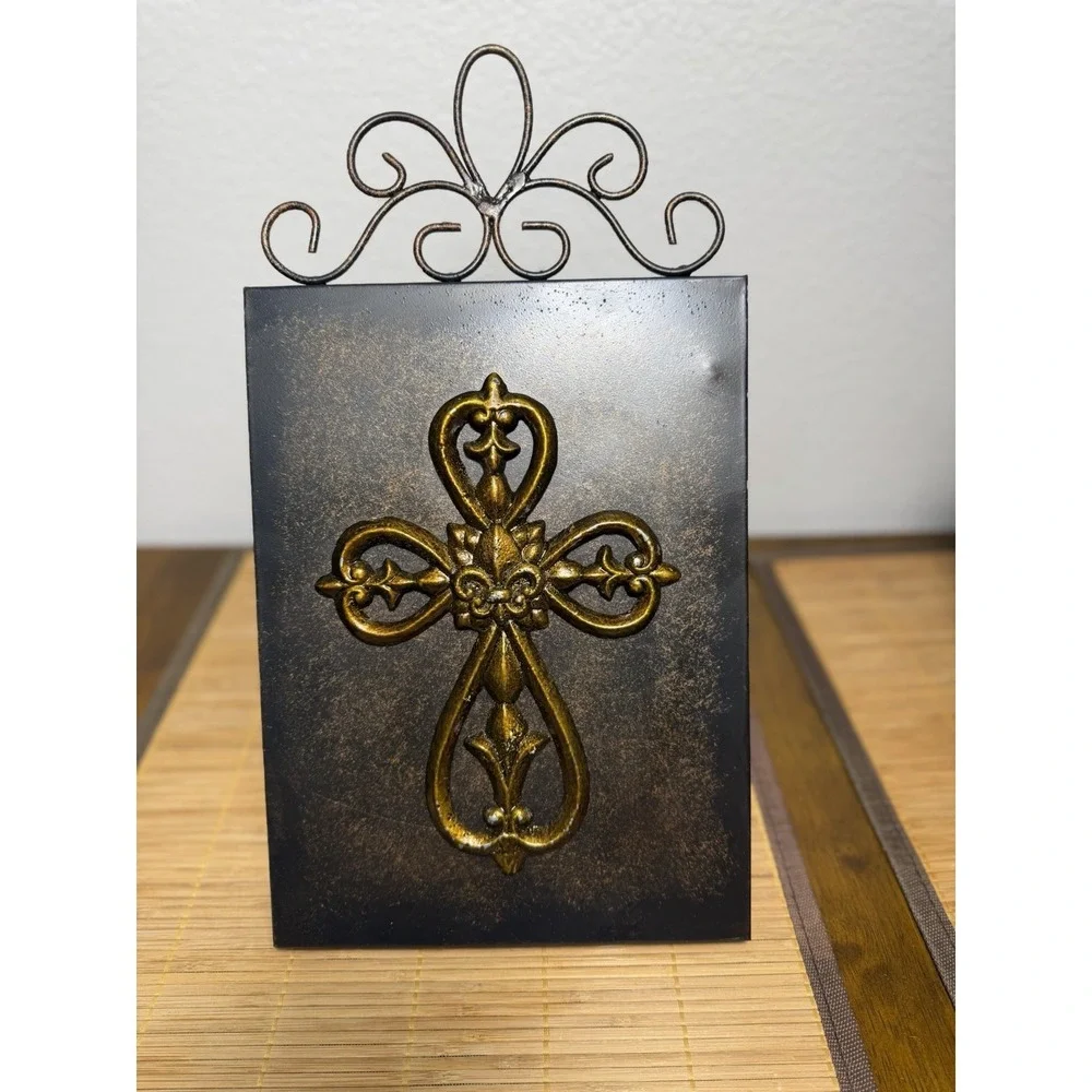 Gothic Glam 2 Piece Gothic Coquette bronze, And Gold Fleur-de-Lis Wall/Shelf Art